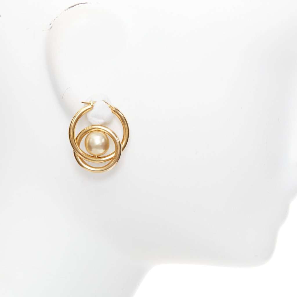 Celine Pearl Spiral Double Hoops Gold Metal Very good condition - Inside View