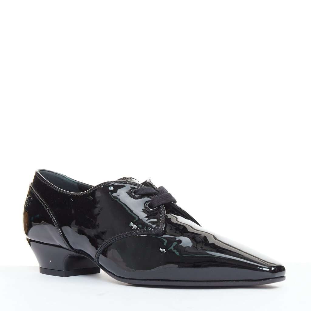 Chanel Black Leather Lace ups Black Leather Good condition - Inside View