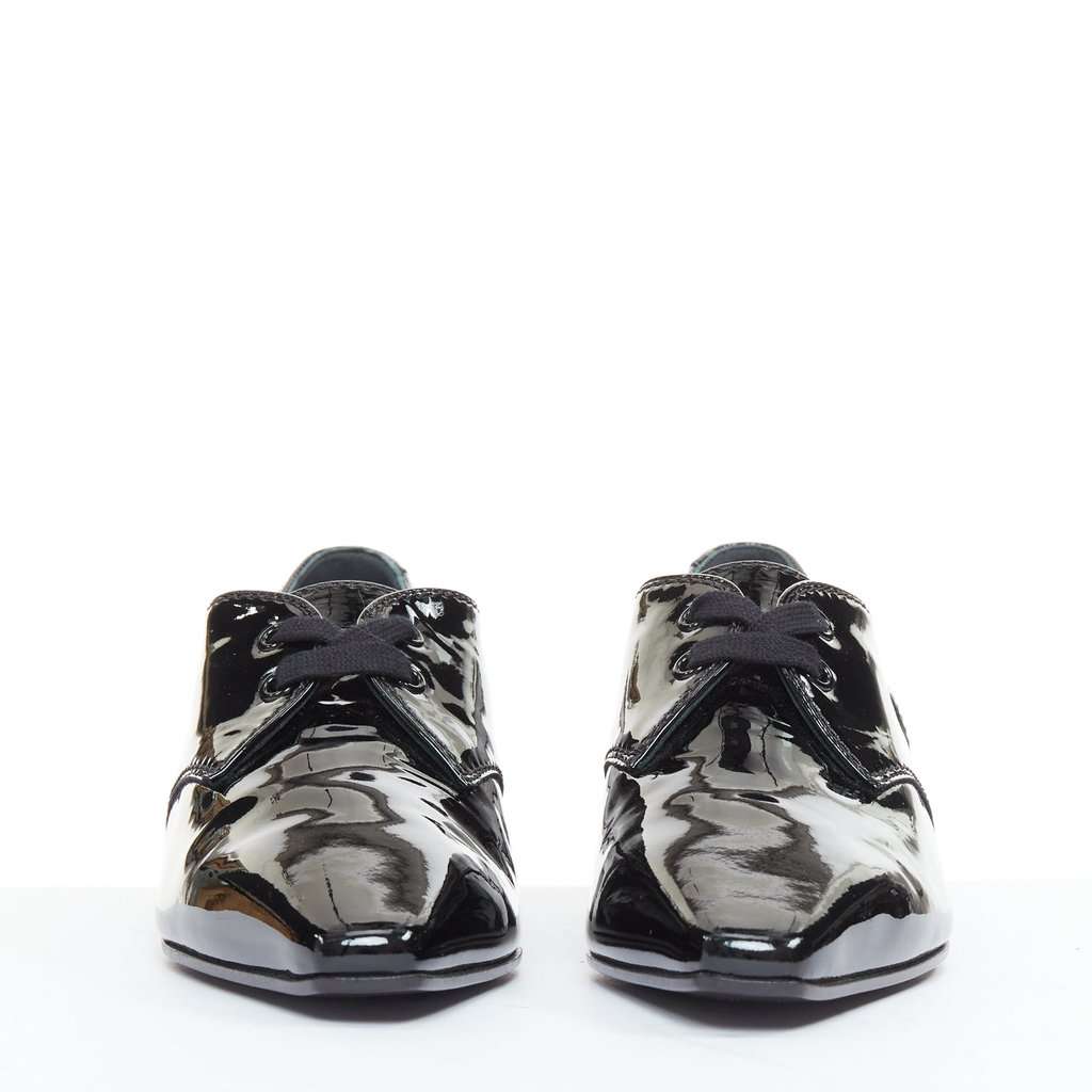 Chanel Black Leather Lace ups Black Leather Good condition - Model View