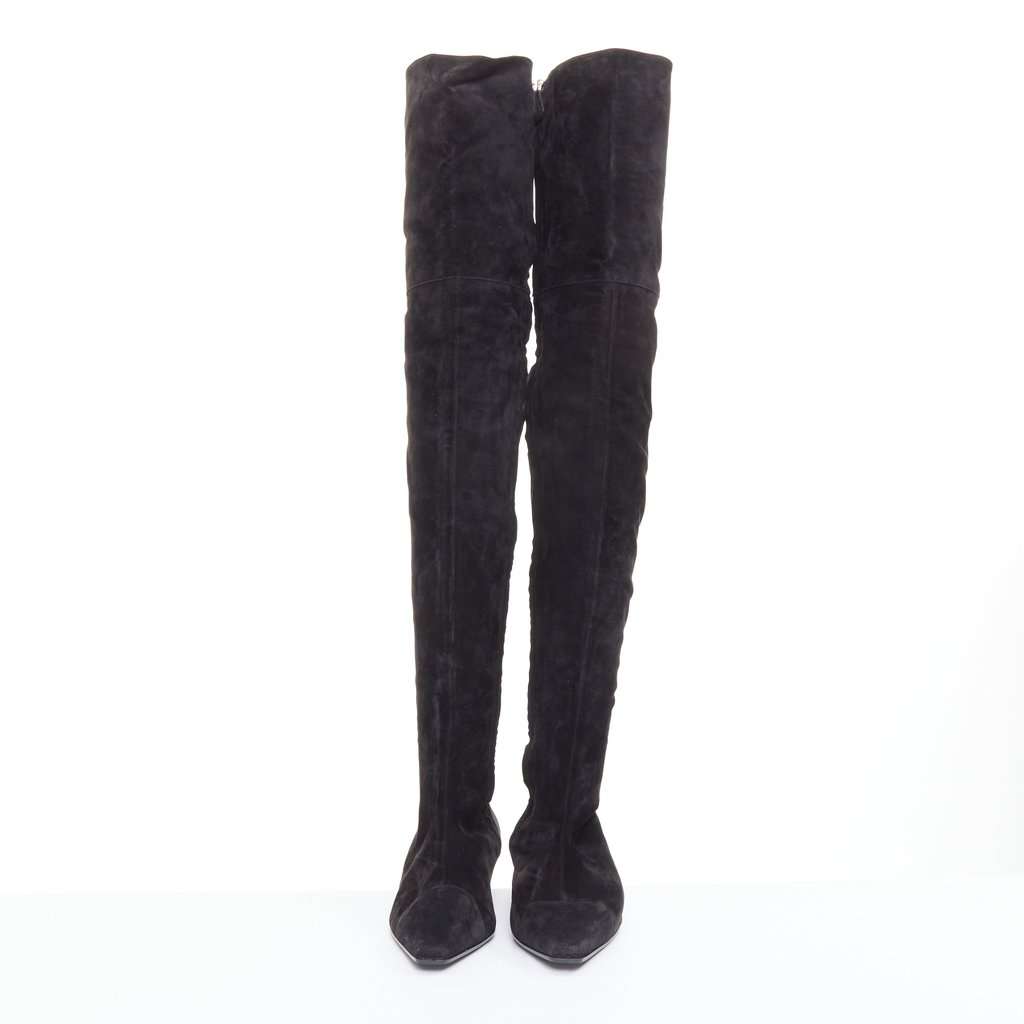 Chanel Black Suede Boots Black Suede Fair condition - Inside View