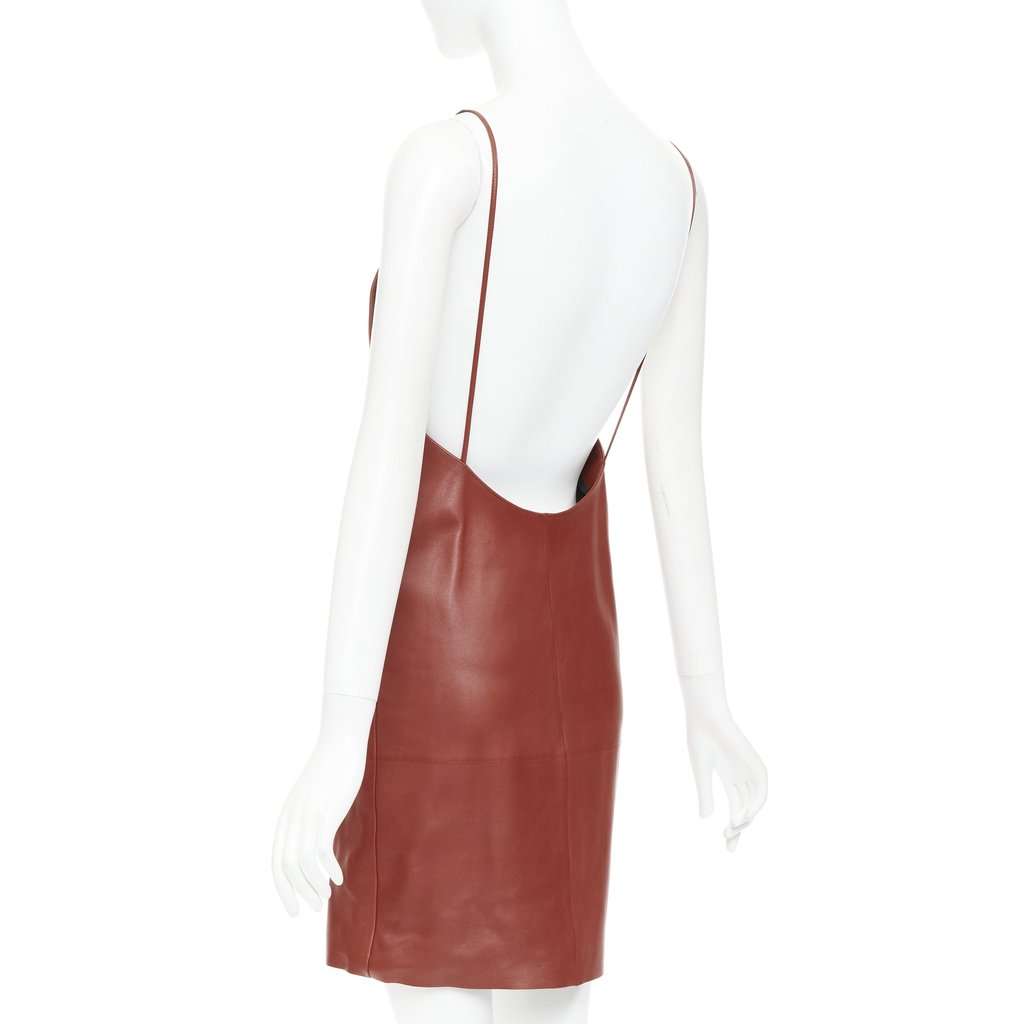 Saint Laurent Burgundy Leather Dress Burgundy Leather Never worn, with tag - Back View