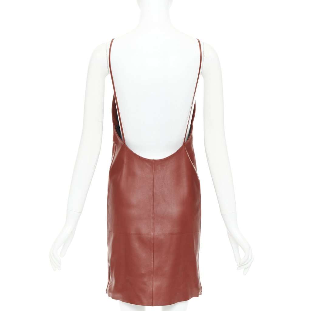 Saint Laurent Burgundy Leather Dress Burgundy Leather Never worn, with tag - Box View