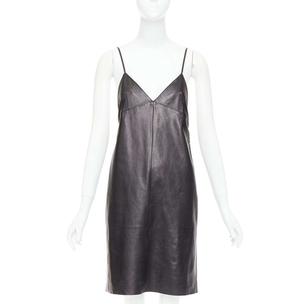 Saint Laurent Black Leather Dress Black Leather Never worn - Front View