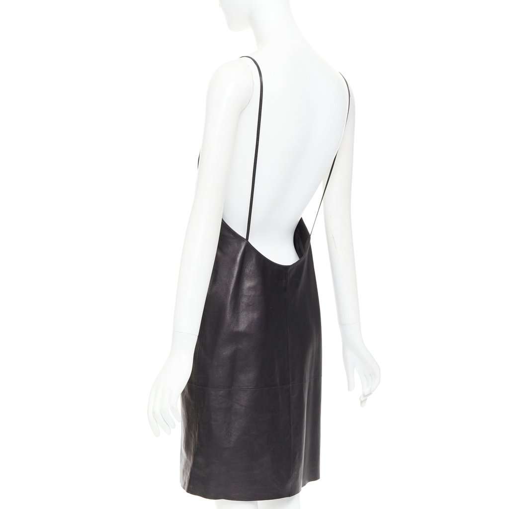 Saint Laurent Black Leather Dress Black Leather Never worn - Back View