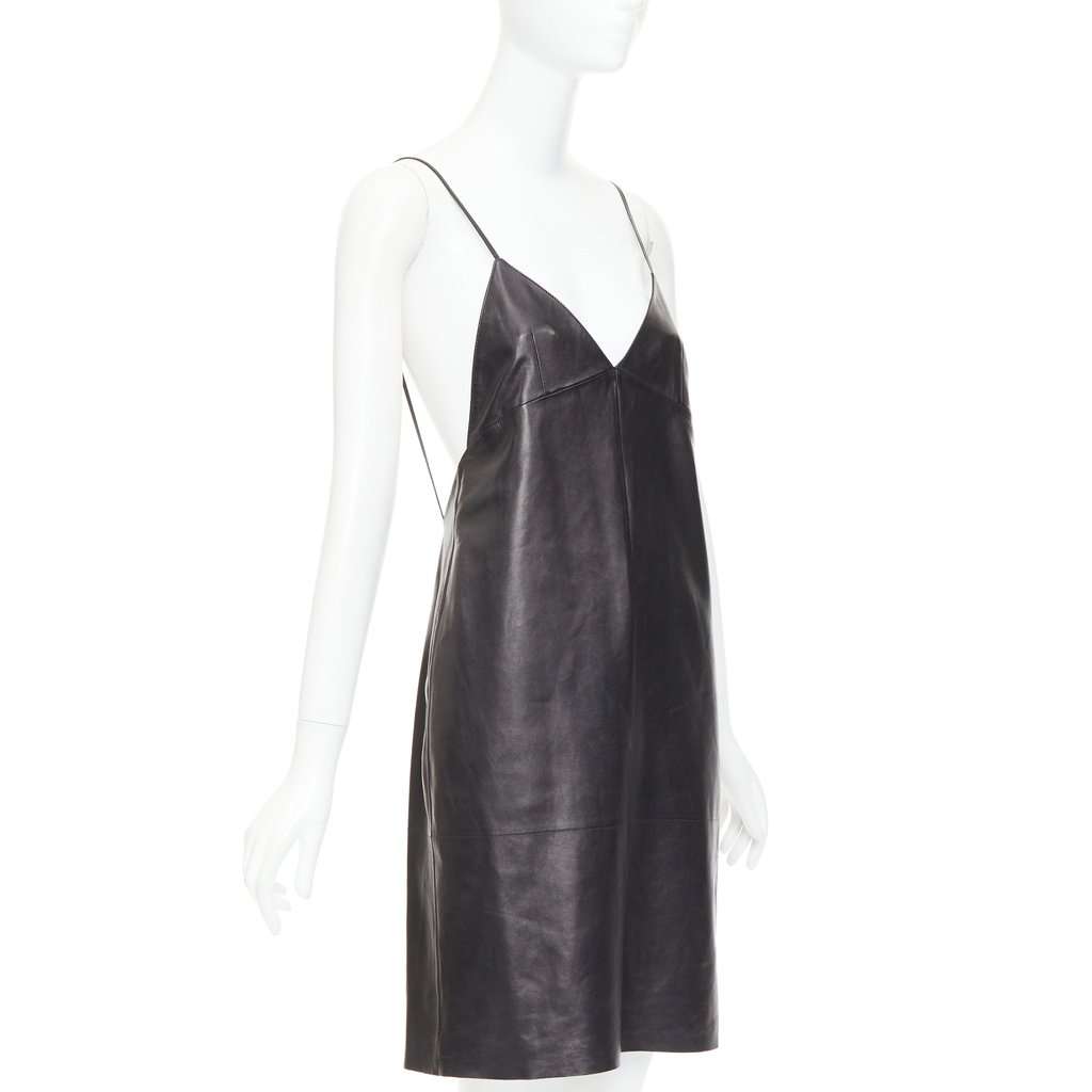 Saint Laurent Black Leather Dress Black Leather Never worn - Inside View