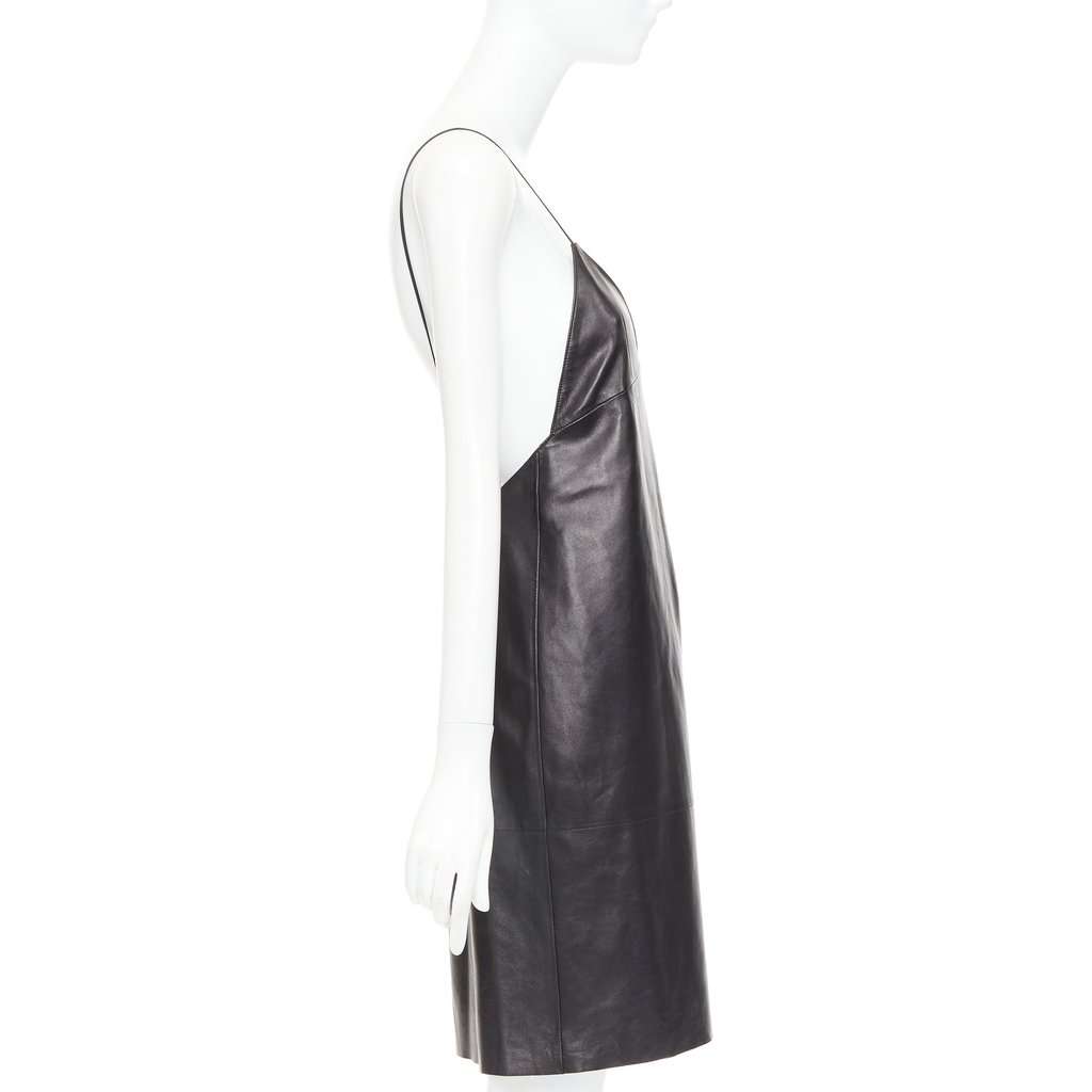 Saint Laurent Black Leather Dress Black Leather Never worn - Model View