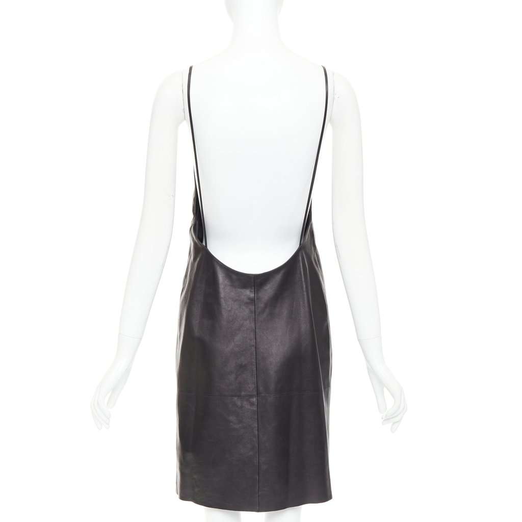 Saint Laurent Black Leather Dress Black Leather Never worn - Box View