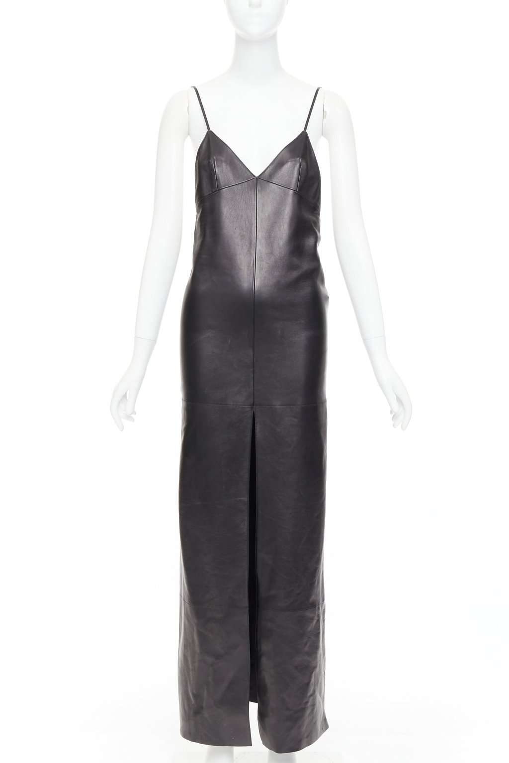 Saint Laurent Black Leather Dress Black Leather Never worn, with tag - Front View