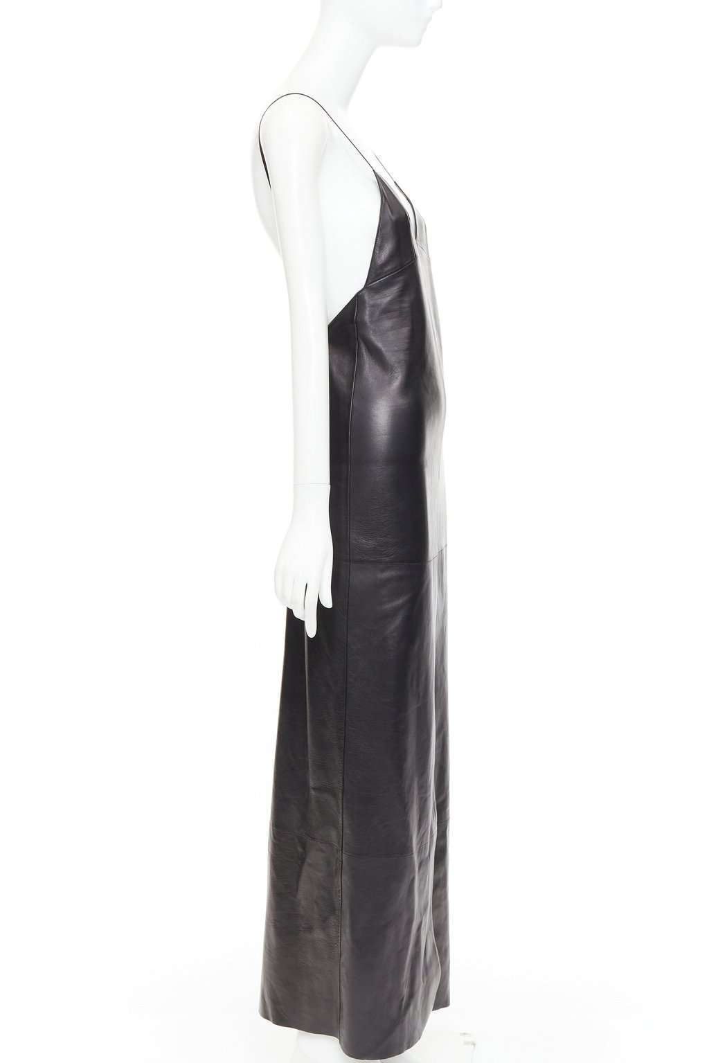 Saint Laurent Black Leather Dress Black Leather Never worn, with tag - Model View