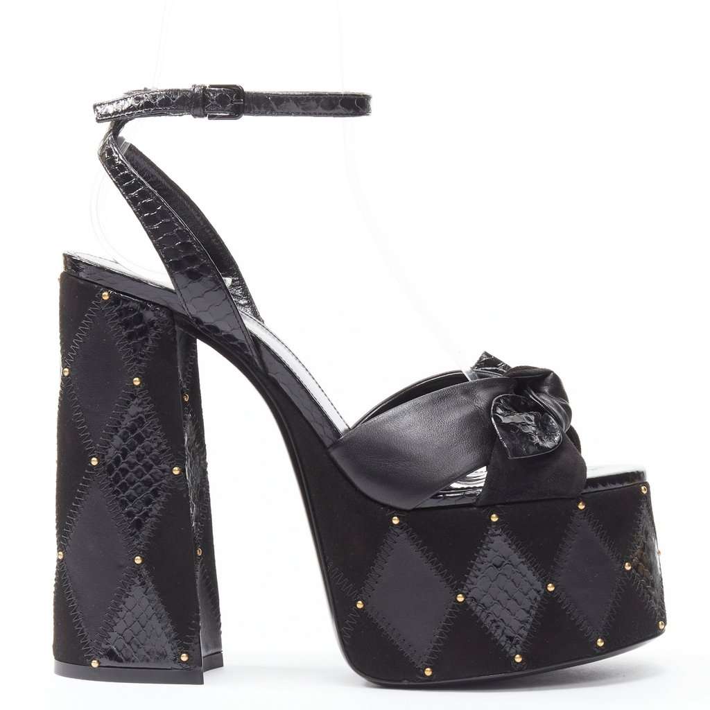 Saint Laurent Paige 85 Black Suede Never worn - Front View