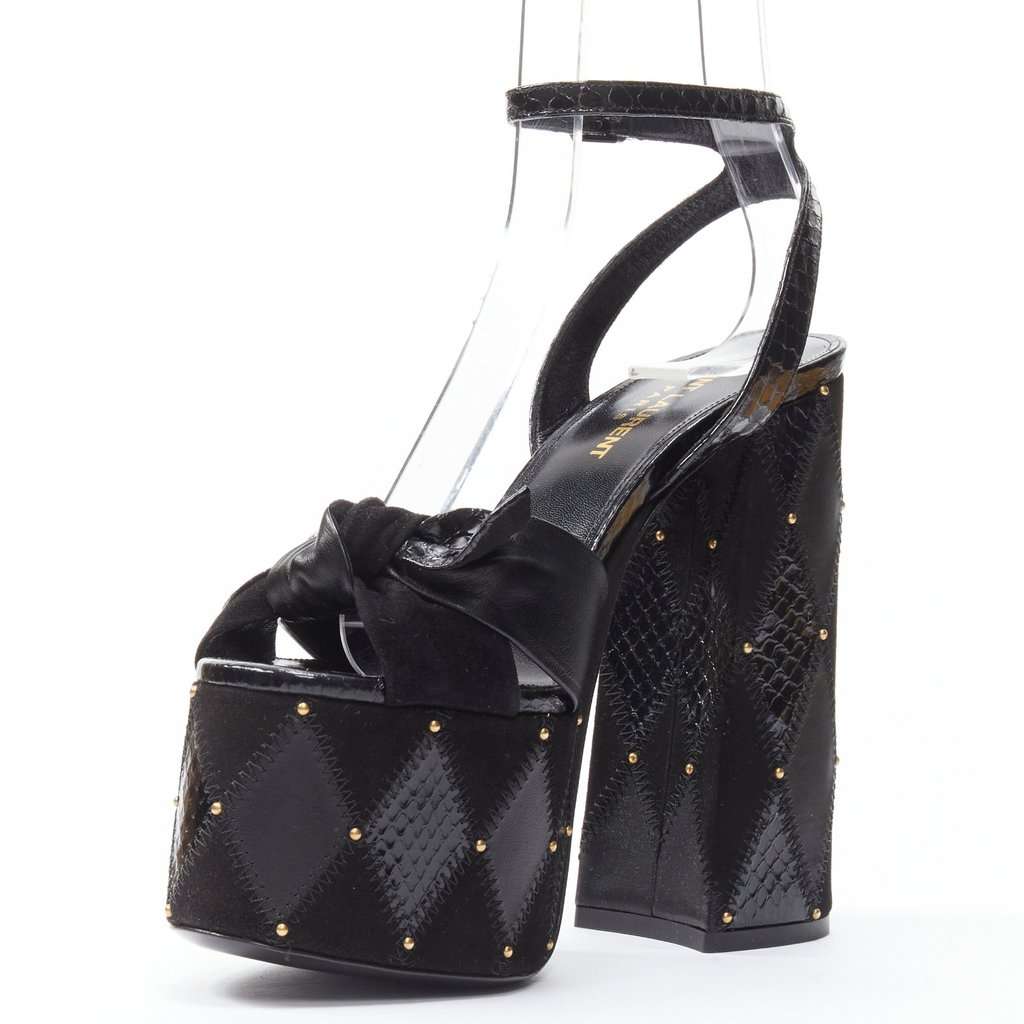 Saint Laurent Paige 85 Black Suede Never worn - Model View