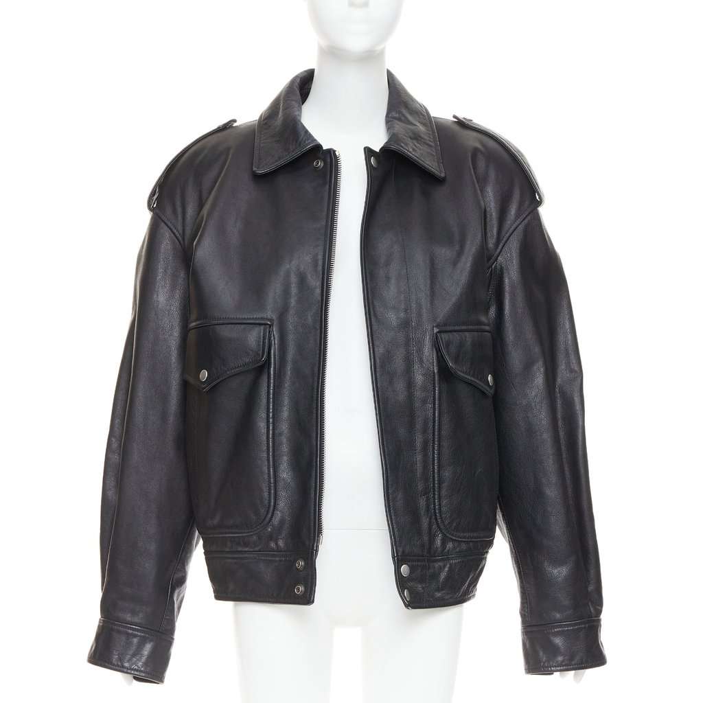 Saint Laurent Black Leather Leather Jacket Black Leather Very good condition - Front View
