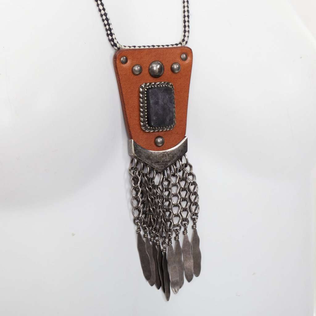 Saint Laurent Brown Leather Necklace Brown Leather Very good condition - Back View