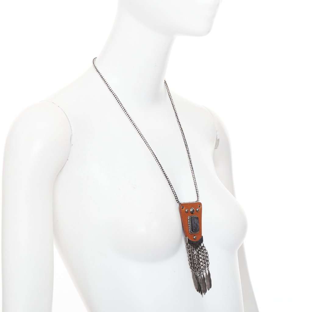 Saint Laurent Brown Leather Necklace Brown Leather Very good condition - Inside View