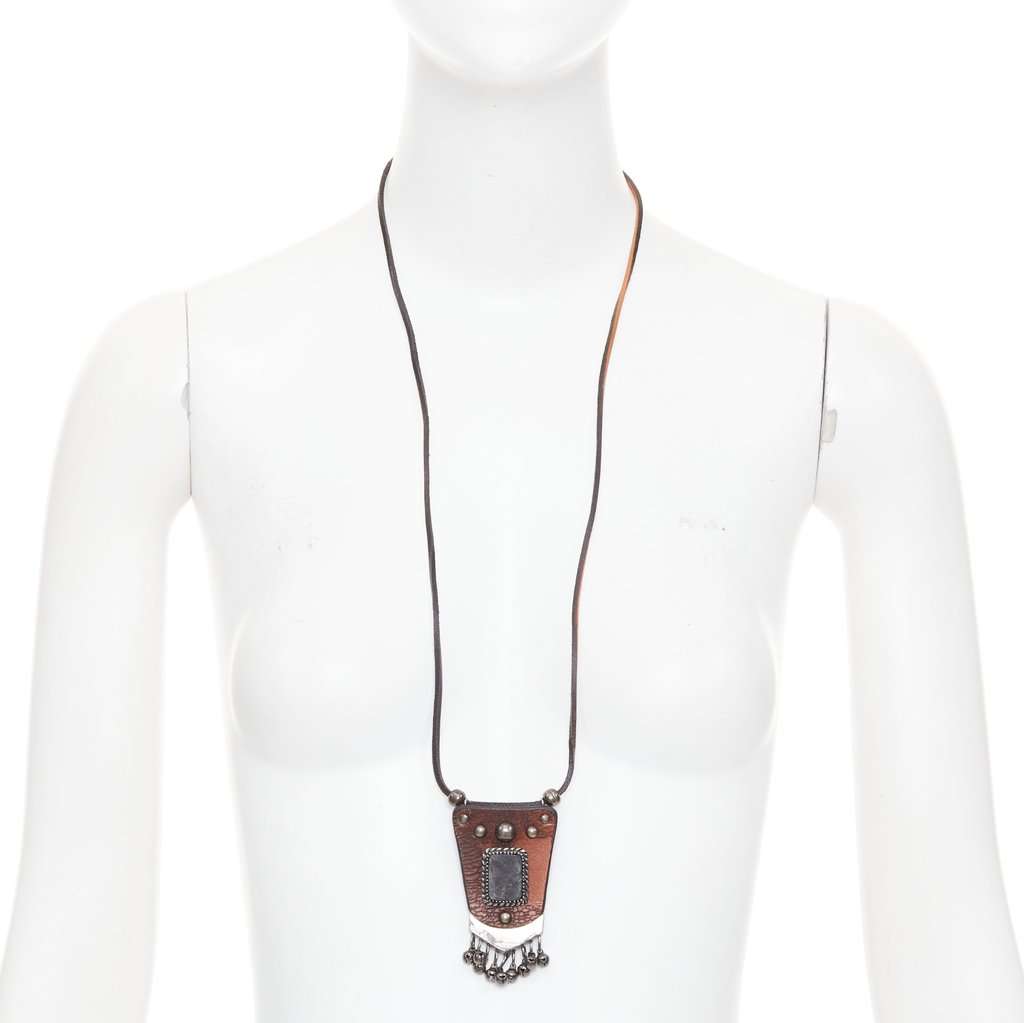 Saint Laurent Brown Leather Necklace Brown Leather Very good condition - Front View