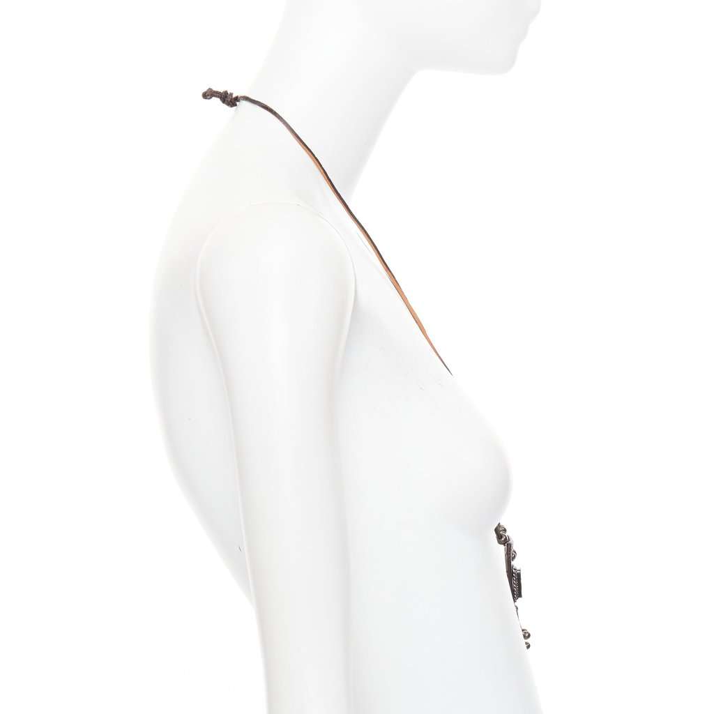 Saint Laurent Brown Leather Necklace Brown Leather Very good condition - Model View