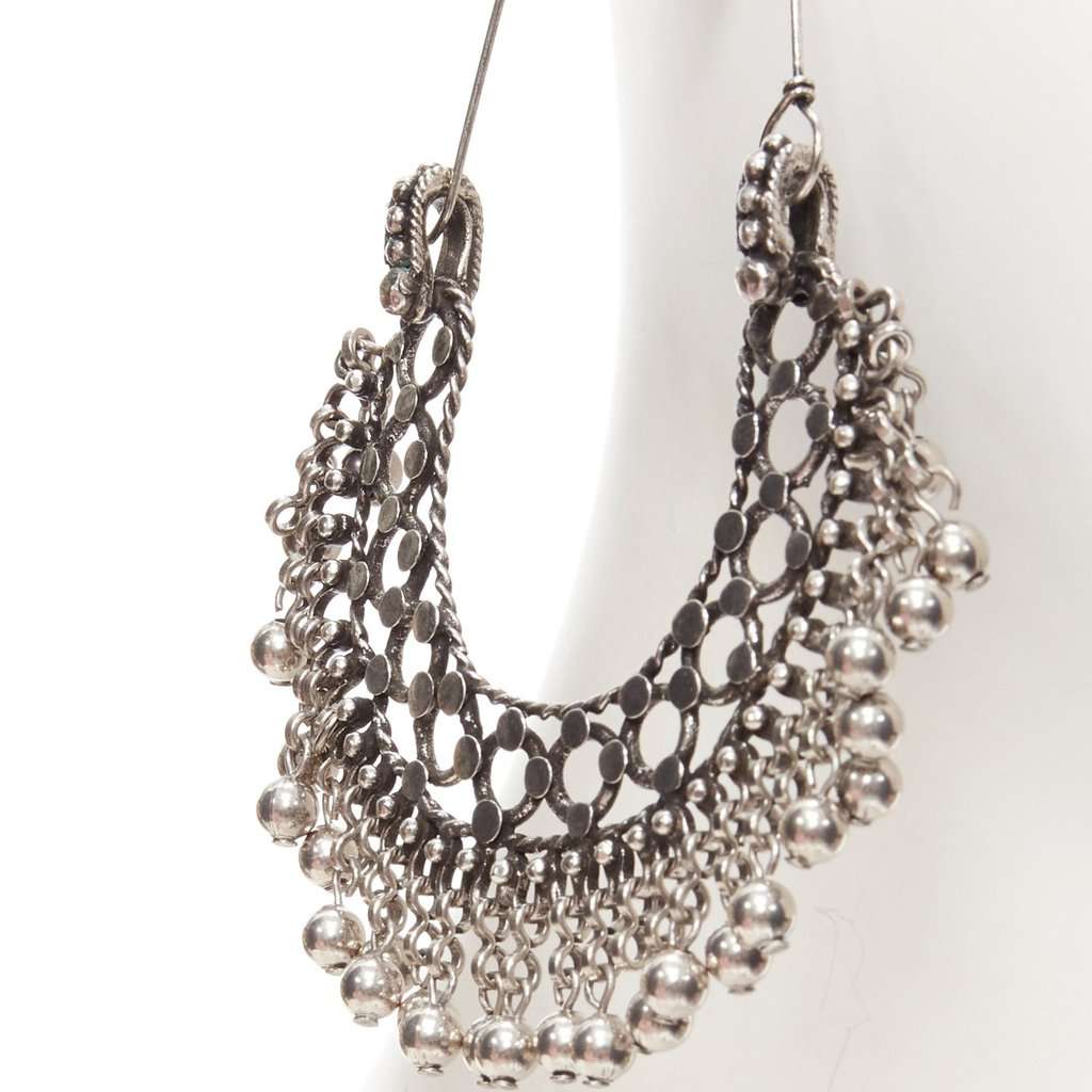 Saint Laurent Marrakech Folk earrings Silver Metal Never worn - Box View