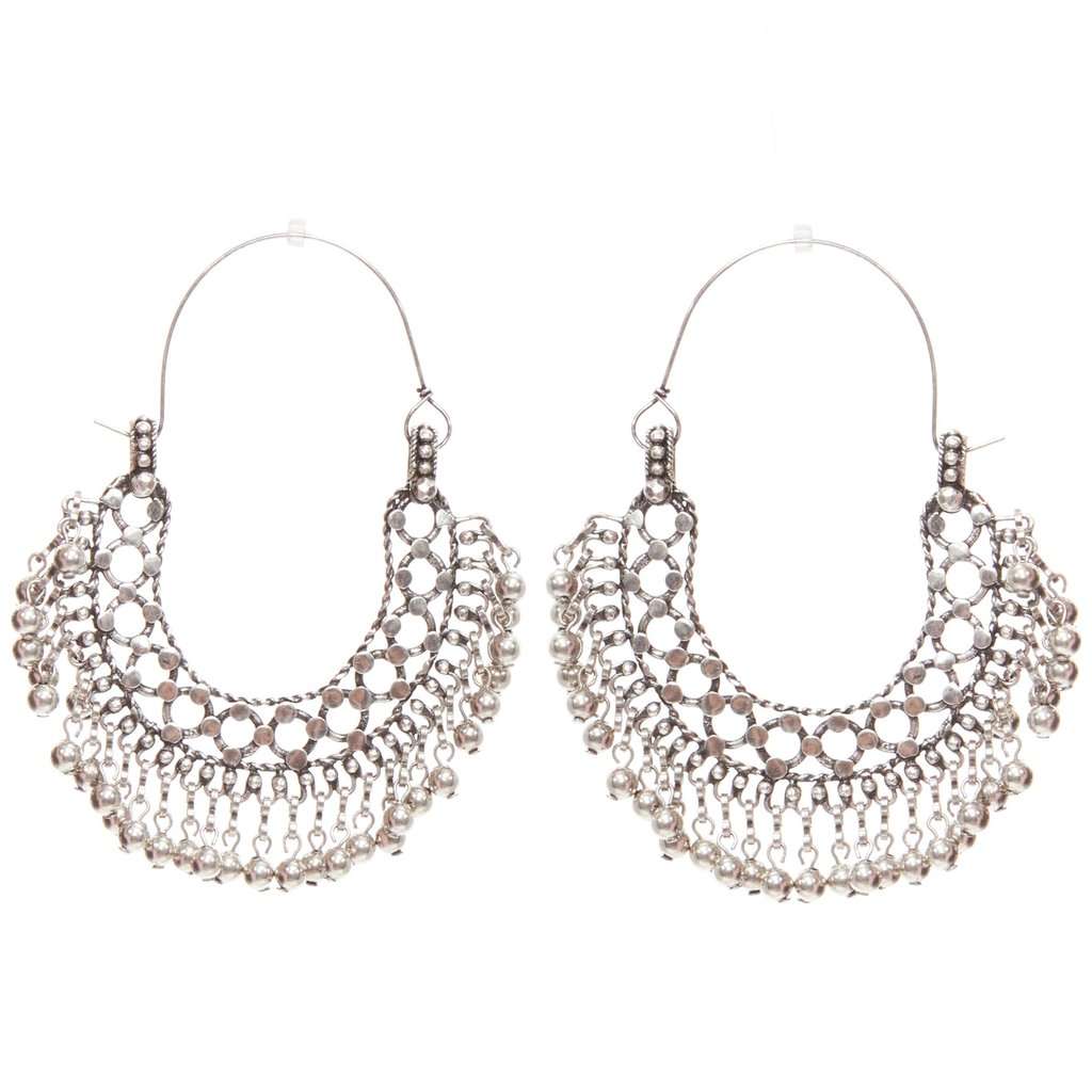 Saint Laurent Marrakech Folk earrings Silver Metal Never worn - Front View