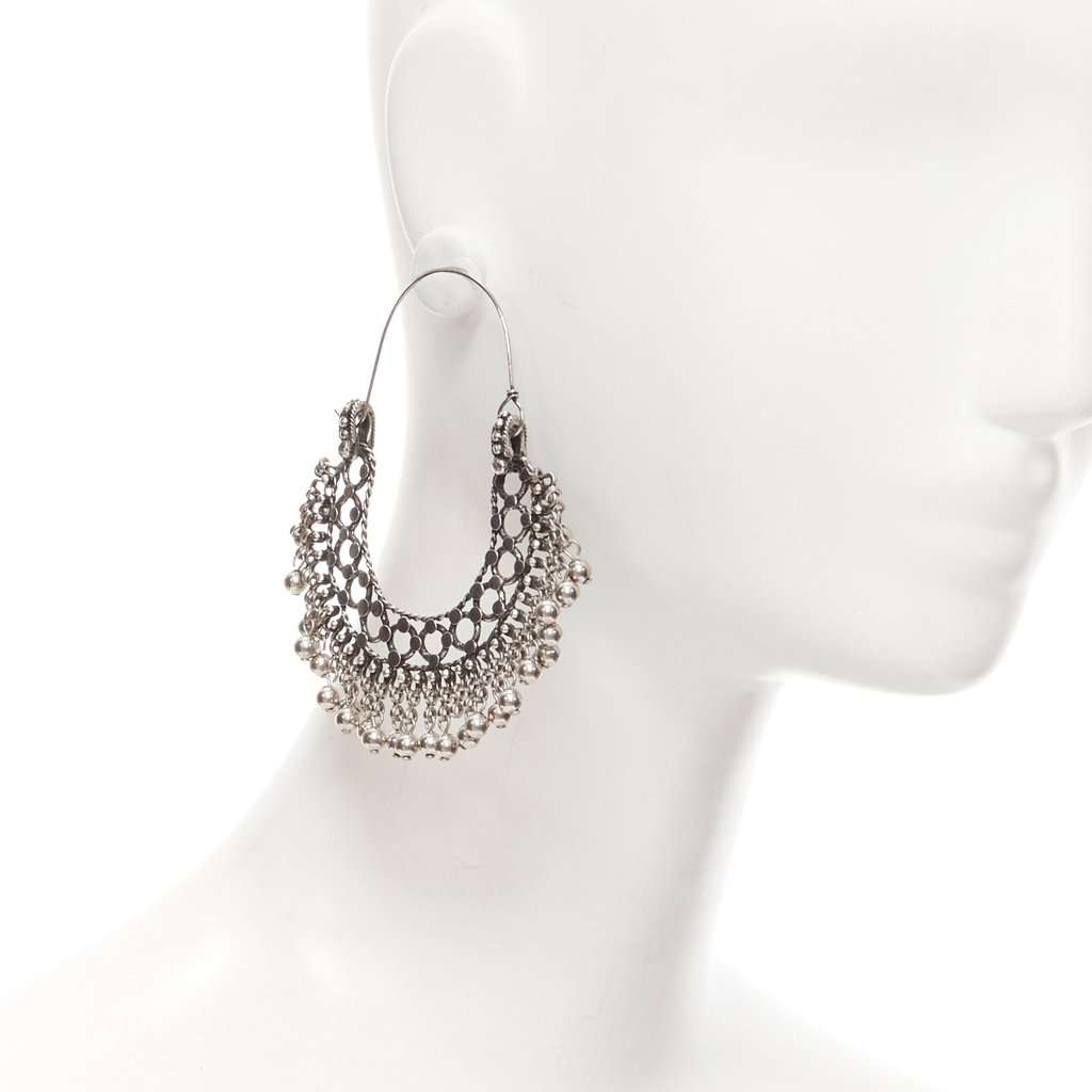 Saint Laurent Marrakech Folk earrings Silver Metal Never worn - Back View