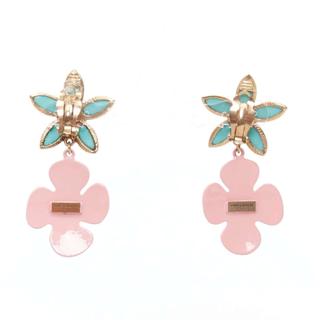 Saint Laurent Turquoise Metal Earrings Turquoise Metal Never worn - Model View