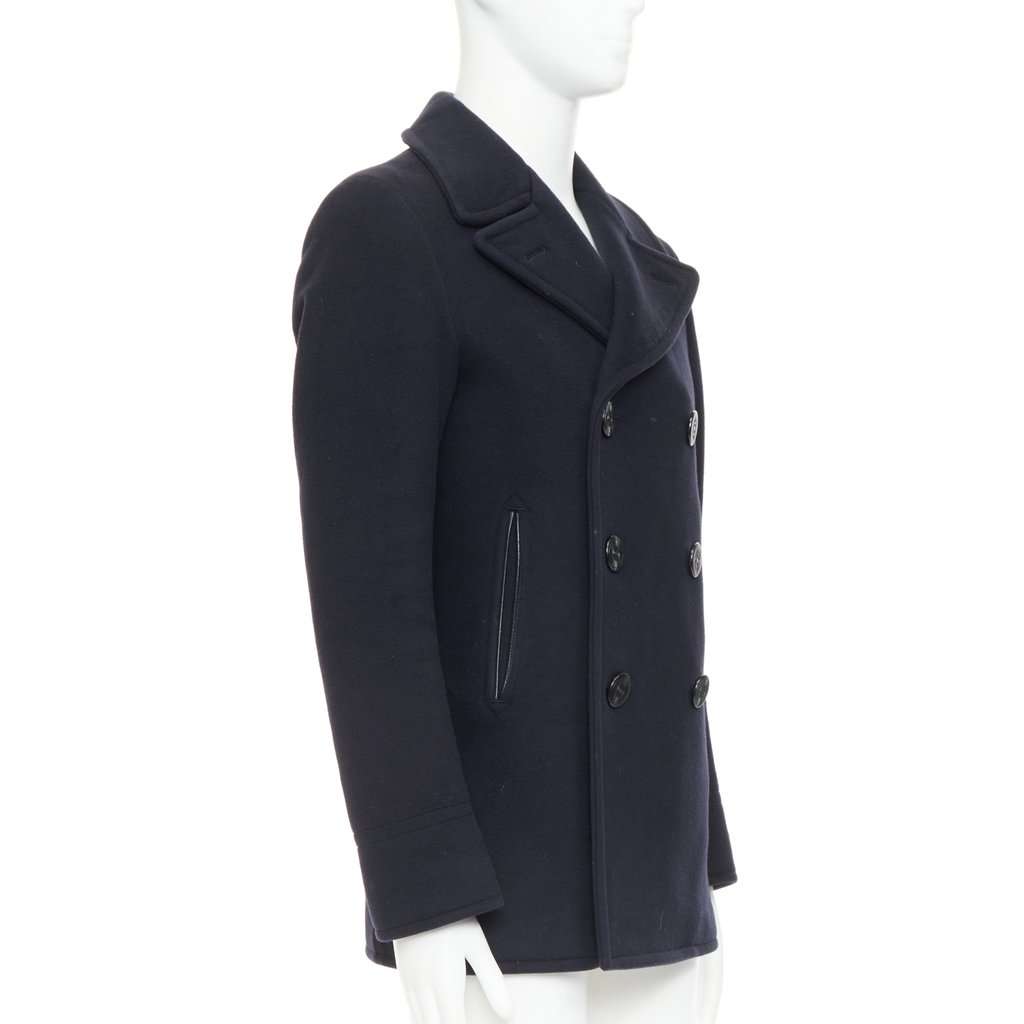 Tom Ford Navy Wool Coat Navy Wool Fair condition - Model View