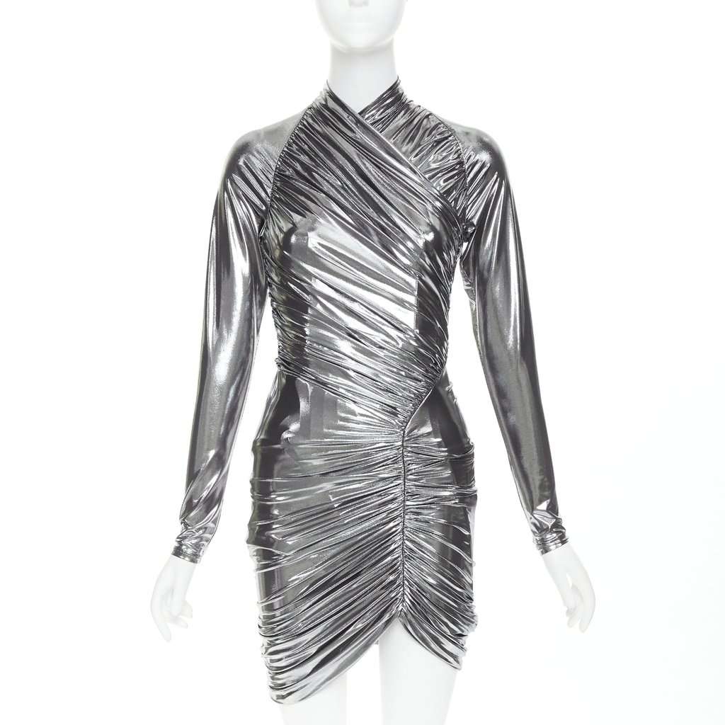 Salvatore Ferragamo Silver Polyester Dress Silver Polyester Never worn, with tag - Front View