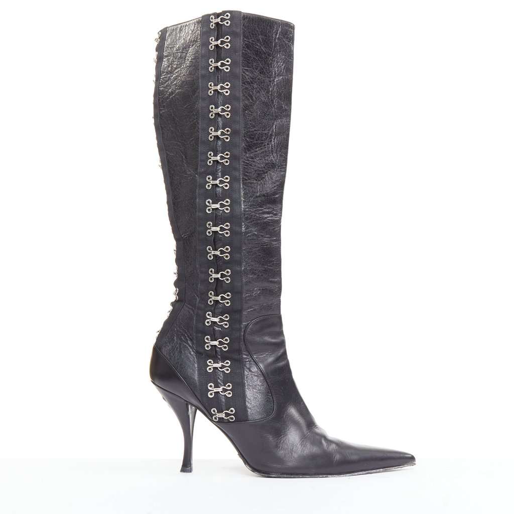 Dolce & Gabbana Black Leather Boots Black Leather Fair condition - Front View