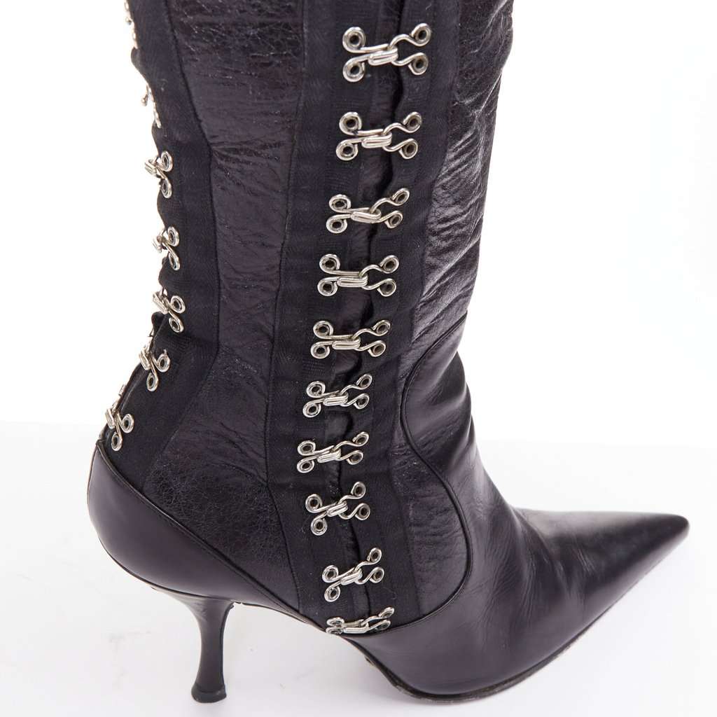 Dolce & Gabbana Black Leather Boots Black Leather Fair condition - Back View