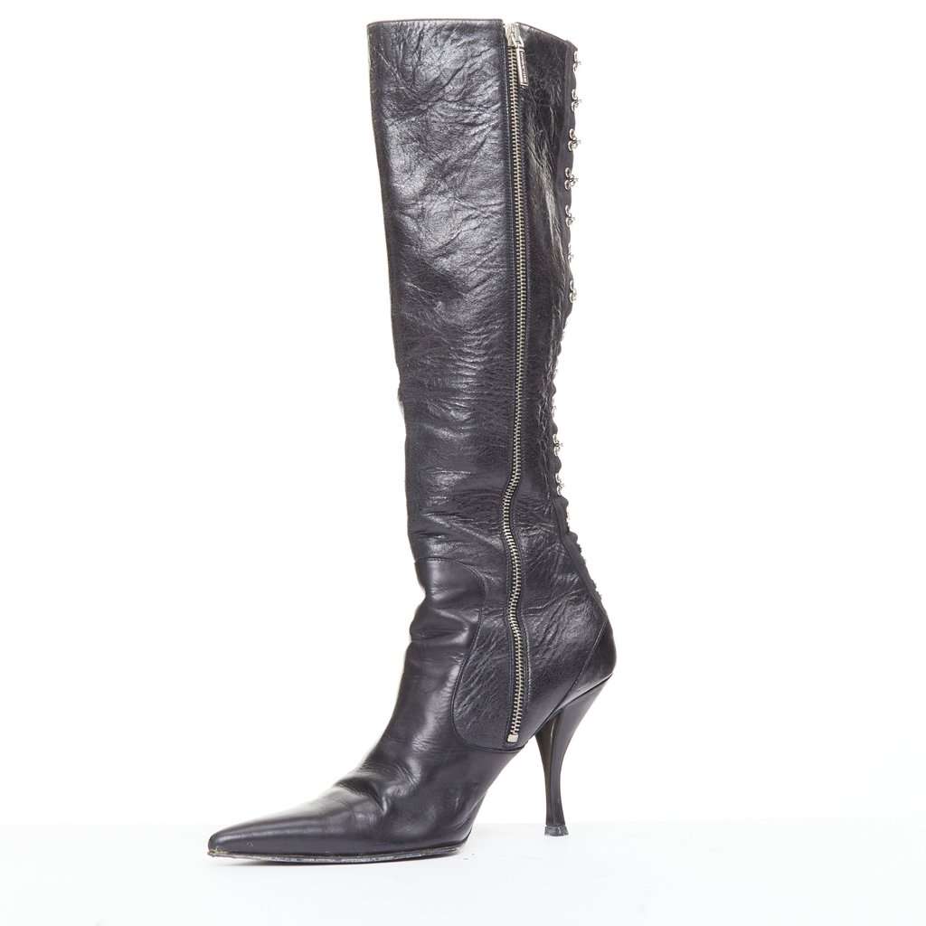 Dolce & Gabbana Black Leather Boots Black Leather Fair condition - Box View