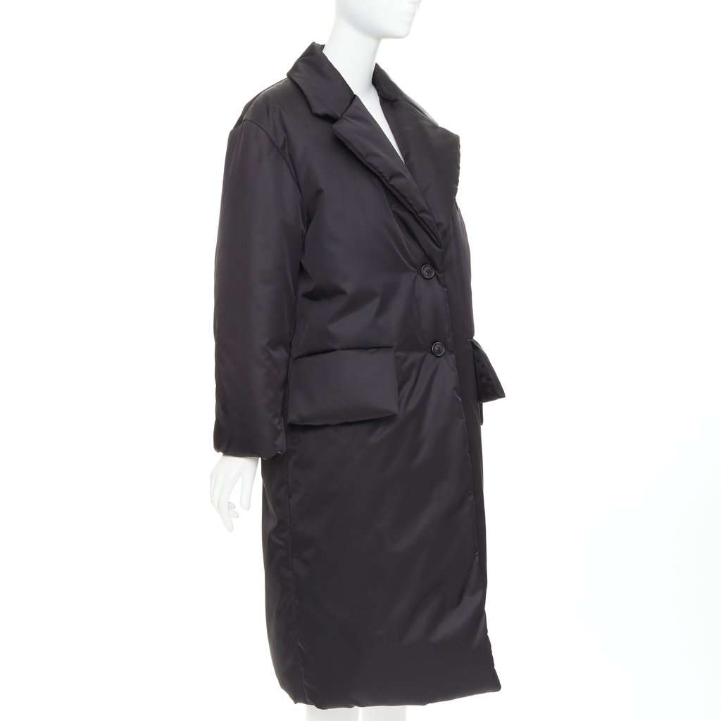 Prada Black Coat Black Never worn, with tag - Model View
