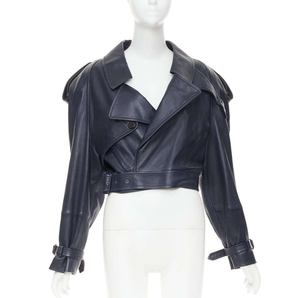 Saint Laurent Navy Leather Leather Jacket Navy Leather Very good condition - Front View