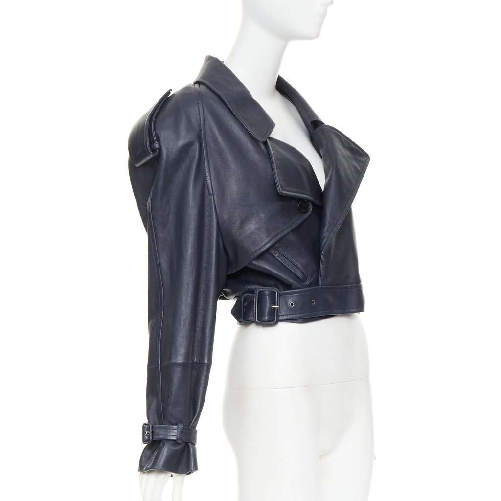Saint Laurent Navy Leather Leather Jacket Navy Leather Very good condition - Model View