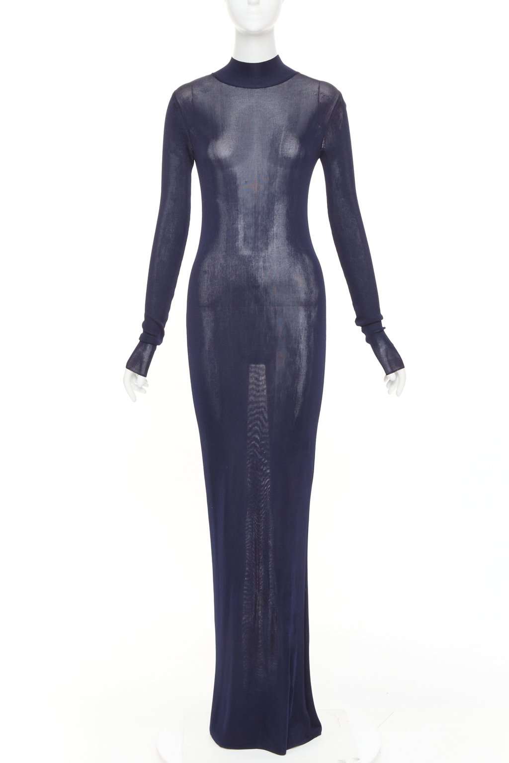 Saint Laurent Navy Viscose Dress Navy Viscose Good condition - Front View
