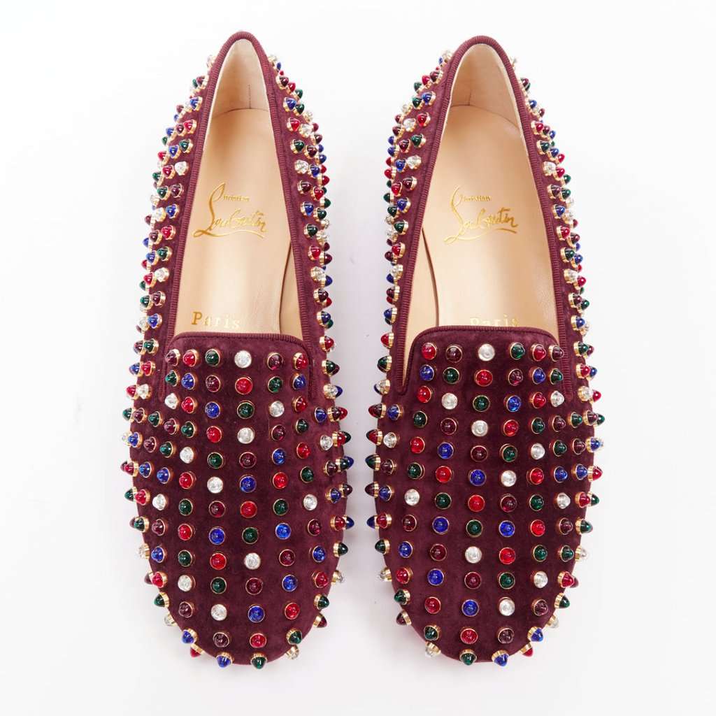 Christian Louboutin Burgundy Suede Lace ups Burgundy Suede Very good condition - Front View