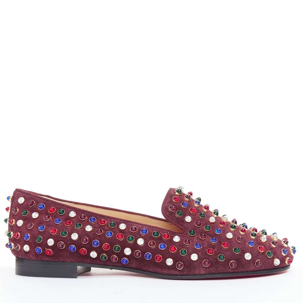 Christian Louboutin Burgundy Suede Lace ups Burgundy Suede Very good condition - Back View