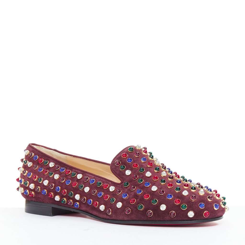 Christian Louboutin Burgundy Suede Lace ups Burgundy Suede Very good condition - Inside View