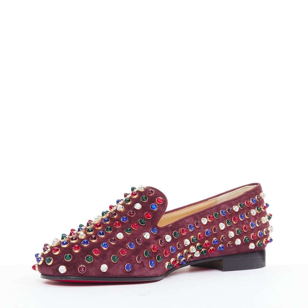 Christian Louboutin Burgundy Suede Lace ups Burgundy Suede Very good condition - Model View