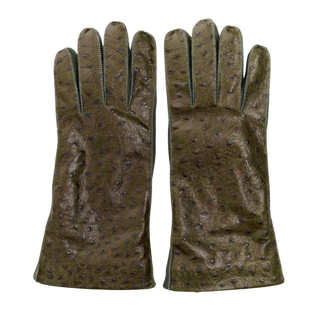 Bottega Veneta Green Leather Gloves Green Leather Very good condition - Front View