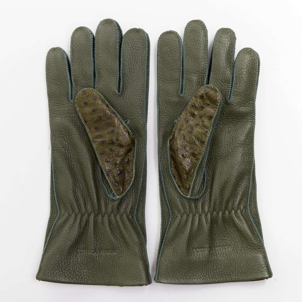 Bottega Veneta Green Leather Gloves Green Leather Very good condition - Back View