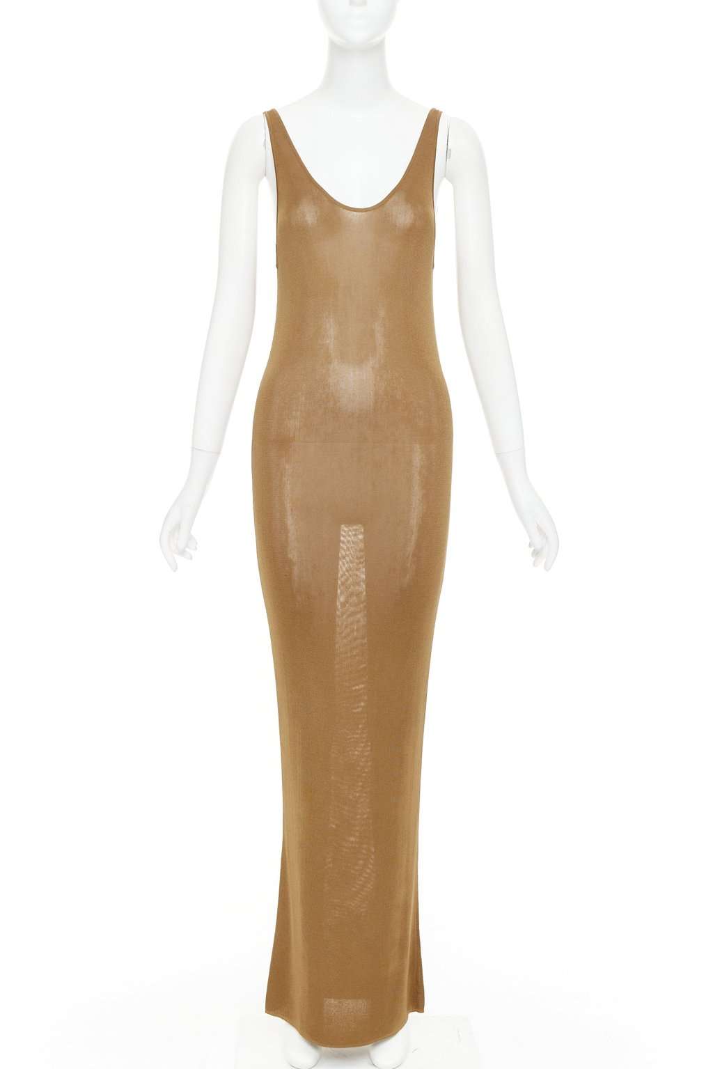 Saint Laurent Brown Viscose Dress Brown Viscose Never worn, with tag - Front View