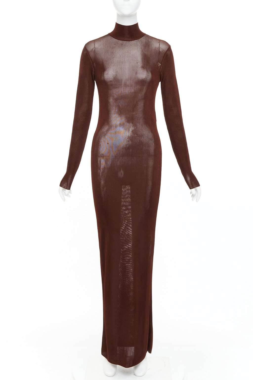 Saint Laurent Brown Viscose Dress Brown Viscose Never worn, with tag - Front View