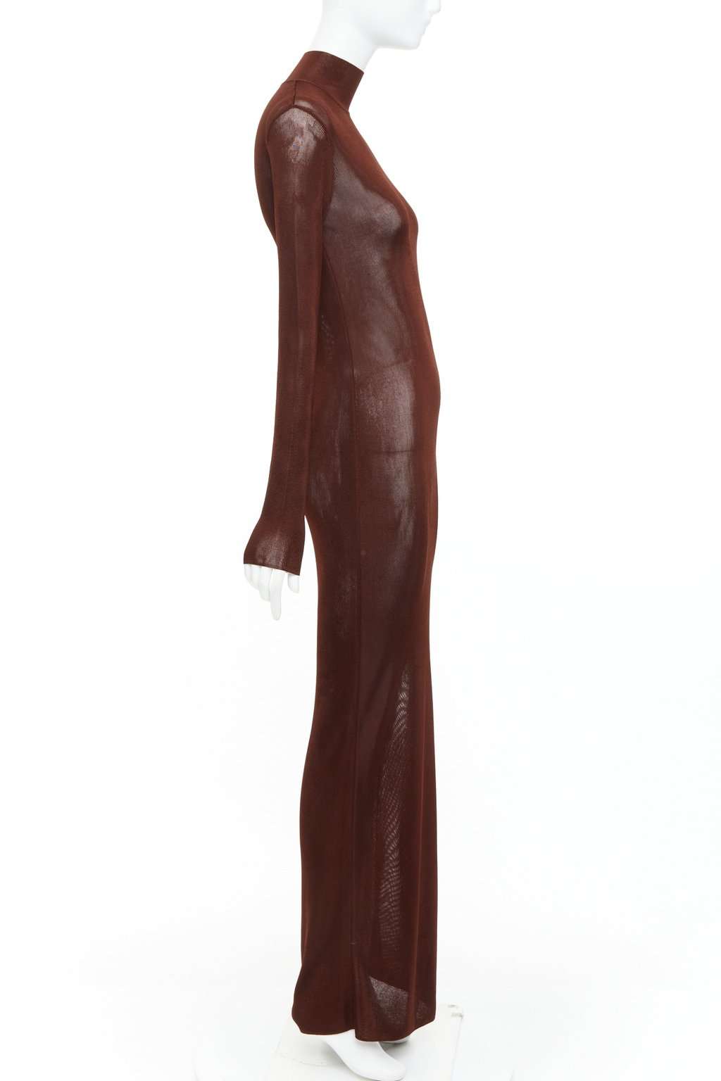Saint Laurent Brown Viscose Dress Brown Viscose Never worn, with tag - Model View