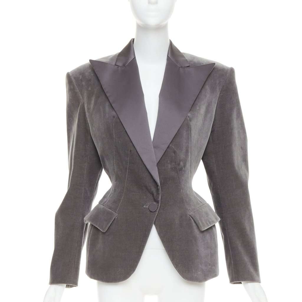 Alexandre Vauthier Grey Velvet Jacket Grey Velvet Very good condition - Front View