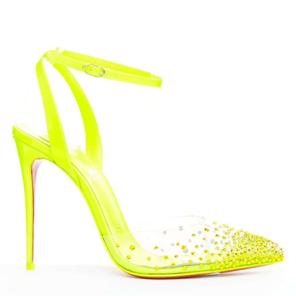 Christian Louboutin Spikaqueen 100 Yellow Plastic Very good condition - Front View