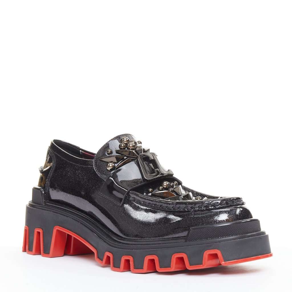 Christian Louboutin Black Leather Lace ups Black Leather Very good condition - Back View