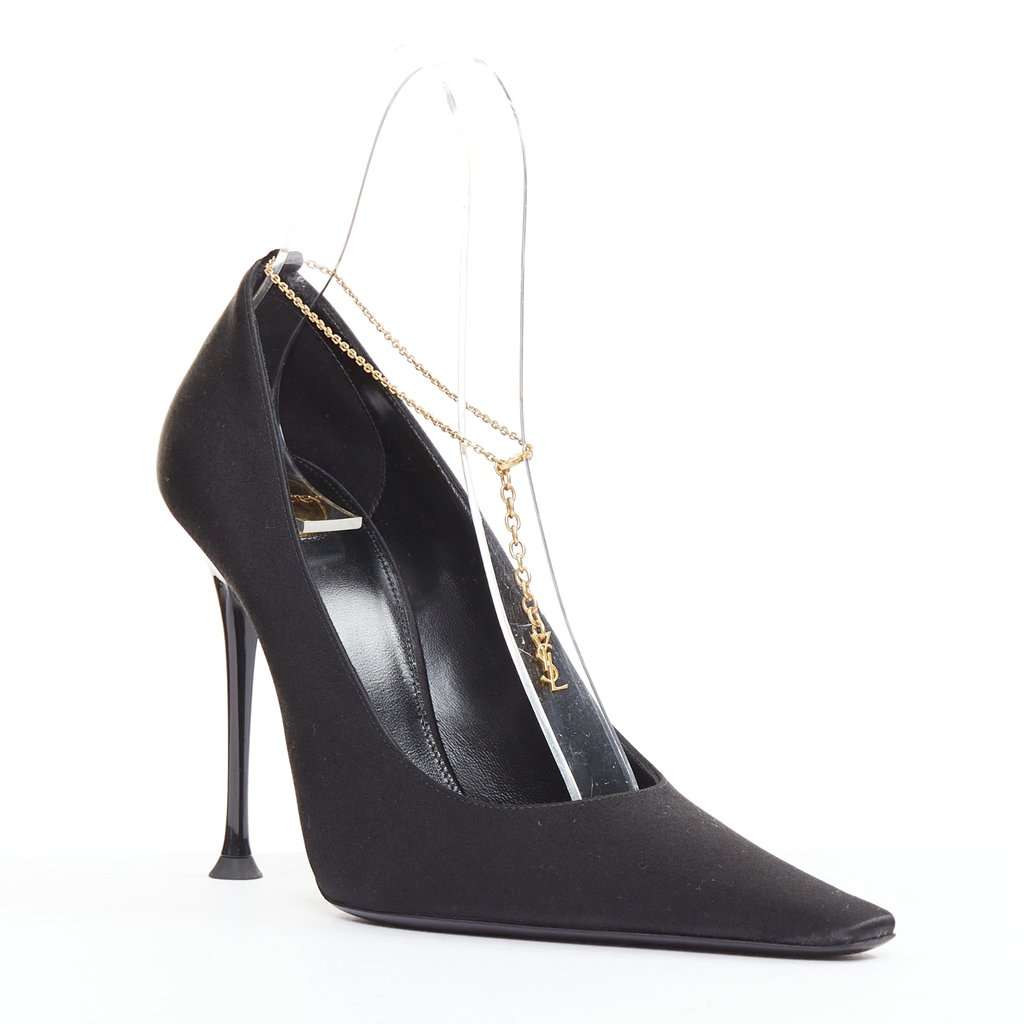 Saint Laurent Black Silk Heels Black Silk Very good condition - Back View