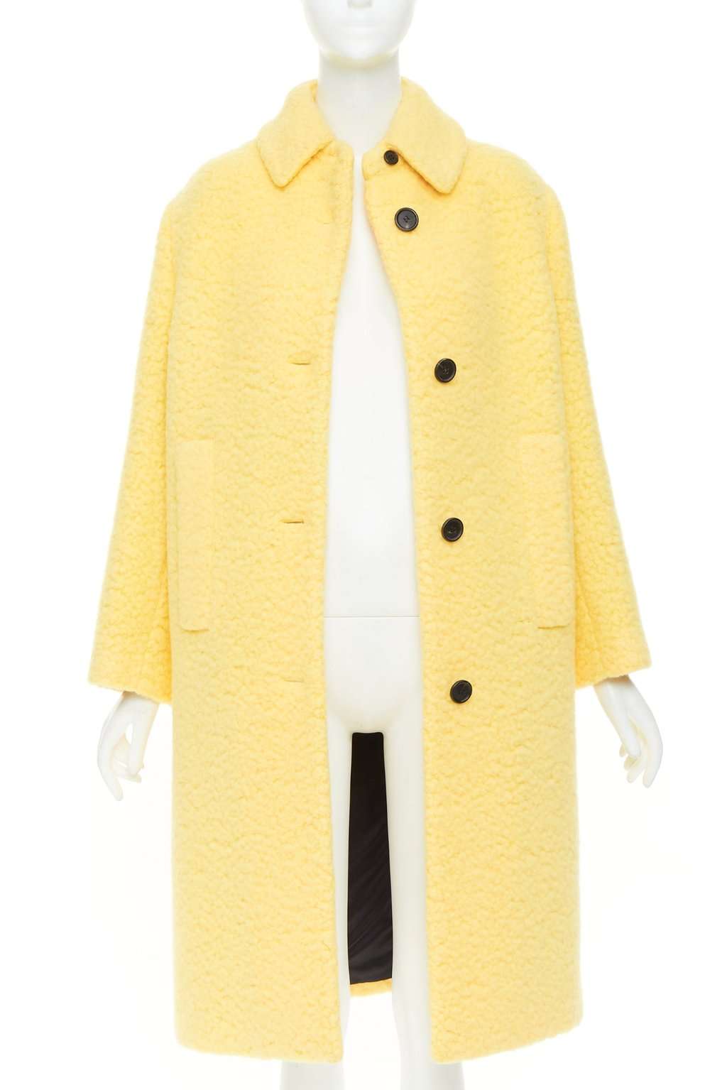 Prada Yellow Wool Coat Yellow Wool Never worn, with tag - Inside View