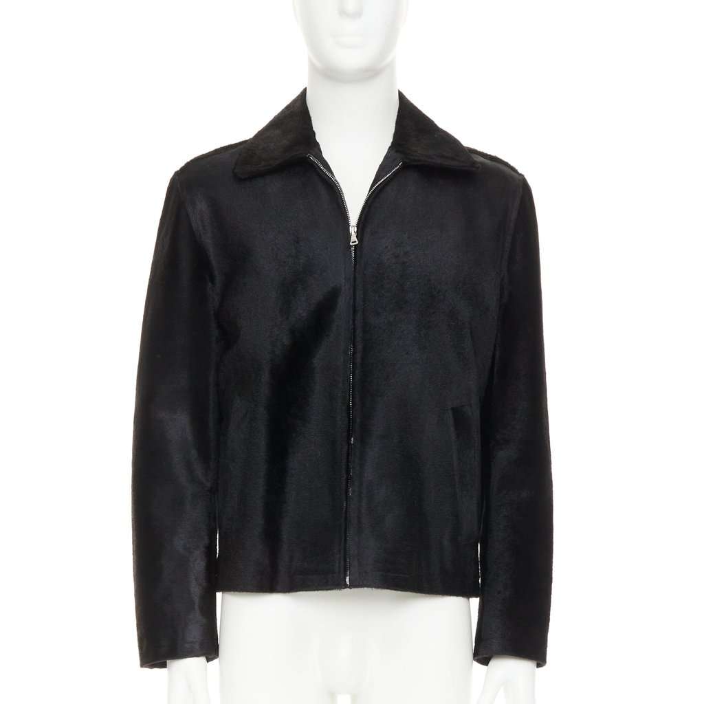 Prada Black Leather Coat Black Leather Good condition - Front View