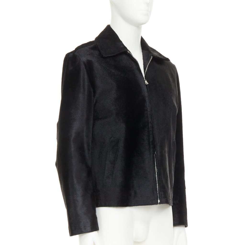 Prada Black Leather Coat Black Leather Good condition - Model View