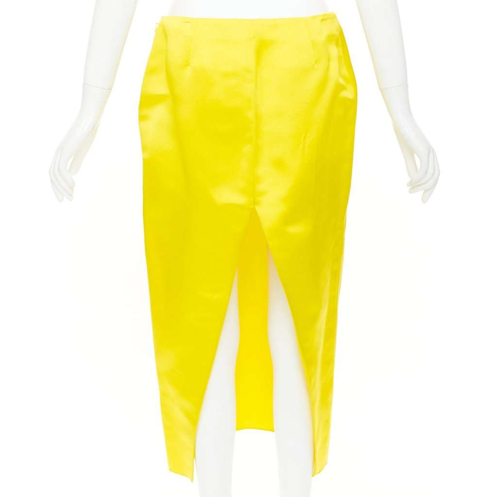Prada Yellow Silk Skirt Yellow Silk Never worn, with tag - Front View